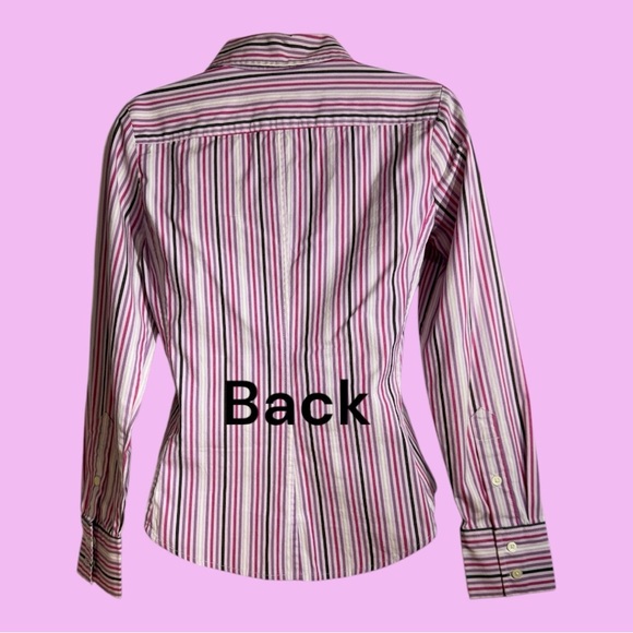 GAP Stretch Blouse Stripes Button Long Sleeve Size XS - Picture 3 of 7